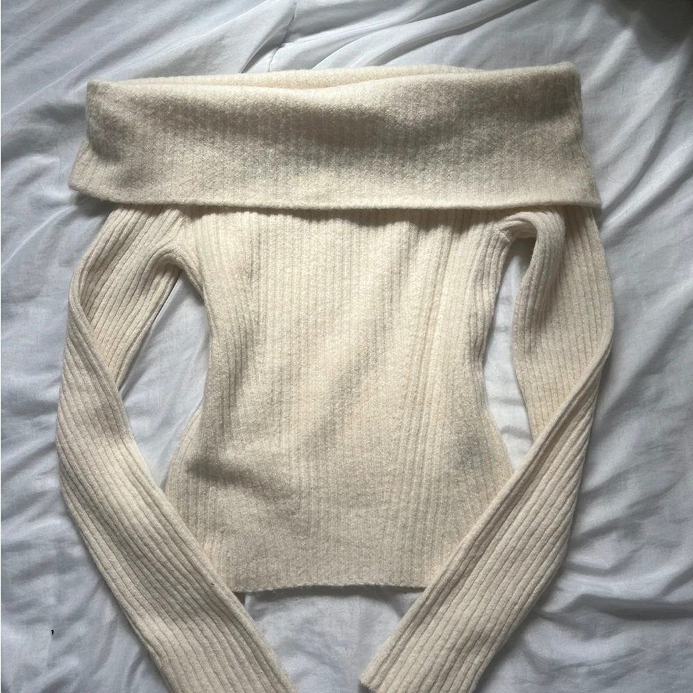 H&M Cream Off-Shoulder Sweater